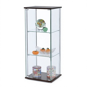 Modern Glass Display Cabinet 3-Tier With Slab Door Living Room <b>Storage</b> Furniture Home Decor <b>Corner</b> Shelf <b>Unit</b> - Product Image 1