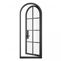 Diseño de rejillas de hierro de arco francés Puertas de vidrio simples o dobles con marco