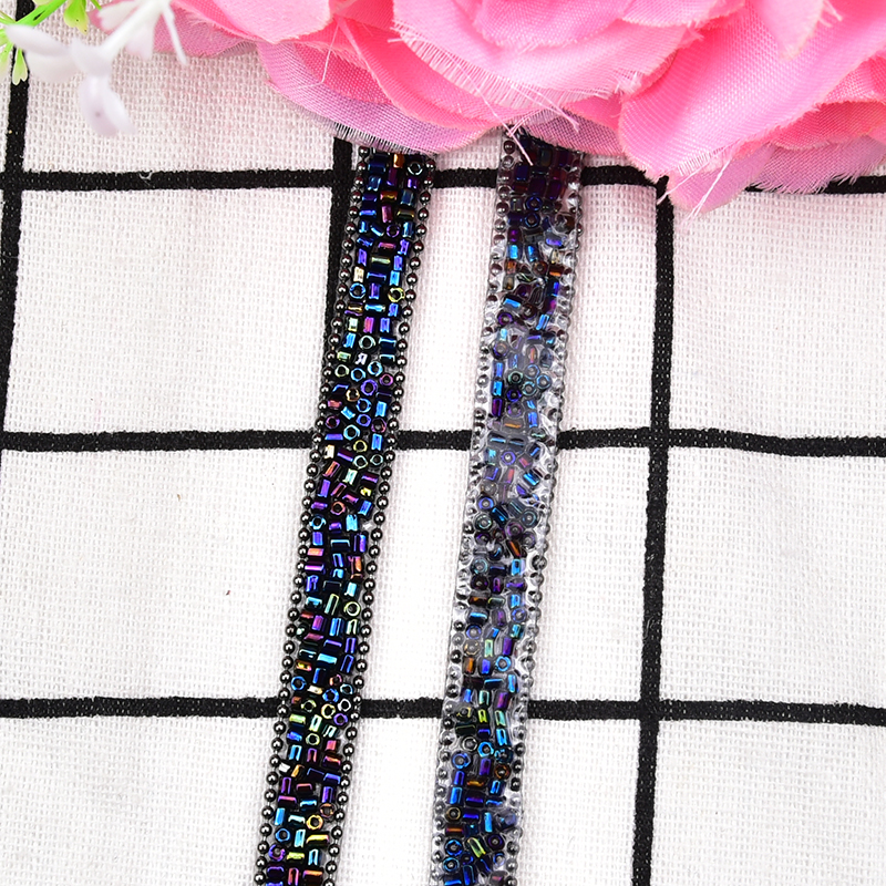 1cm Symphony Blue Tube Bead + Cadena de cuentas en ambos lados