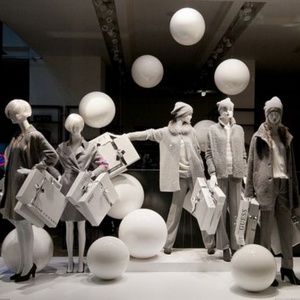 אופנה פסלי כדור שלג ענק מלאכותי עבור תצוגת חלון בגדי חורף פיברגלס גדול פיברגלס פיסל פסל כדור שלג - Product Image 4