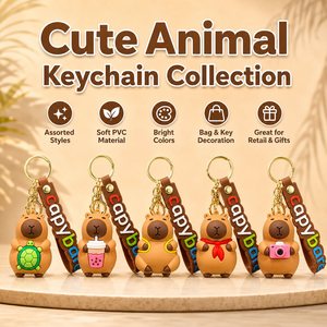 Porte-clés en PVC Capybara mignon en gros, pendentif de sac animal de dessin animé, breloque de sac à dos, cadeau - Product Image 6