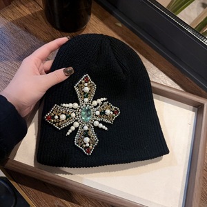 <span class=keywords><strong>Bonnet</strong></span> <span class=keywords><strong>Femme</strong></span> Y2K en Tricot Doux et Extensible avec Strass Brillants pour l'Hiver et le Ski - Product Image 2