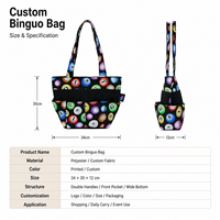 Sac fourre-tout personnalisé pour marqueurs de bingo, en tissu Oxford, multi-poches, organisateur d'accessoires de bingo, avec cordon de serrage et fermeture éclair