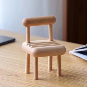 Wooden Phone Holder Mini Chair Desk <b>Stand</b> Portable <b>Desktop</b> Decoration - Product Image 3