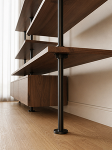 Scaffale Modulare Aperto Personalizzato All'Ingrosso, Mensole Flottanti in <span class=keywords><strong>Legno</strong></span> con Palo in <span class=keywords><strong>Metallo</strong></span> Nero <span class=keywords><strong>e</strong></span> Armadietto per Soggiorno, Camera da Letto, Ufficio - Product Image 4