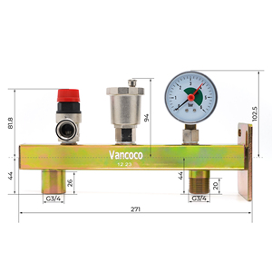 IVANCI <span class=keywords><strong>Expansion</strong></span> Vessel Brass 3/4 "Saftey Group con ventilación <span class=keywords><strong>de</strong></span> aire automática y manómetro para sistema <span class=keywords><strong>de</strong></span> calefacción - Product Image 2