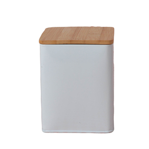Modern White Canister set Food Storage Container With Bamboo Lid Storage Tins