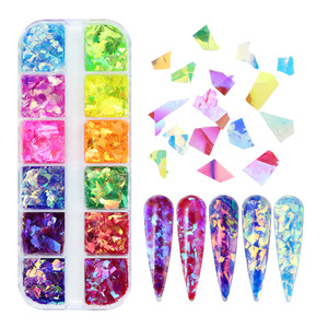 12 couleurs paillettes irrégulières brillantes paillettes grand 3D 3D opale Aurora fragments de papier de verre pour accessoires d'ongles <span class=keywords><strong>et</strong></span> manucure bricolage - Product Image 3