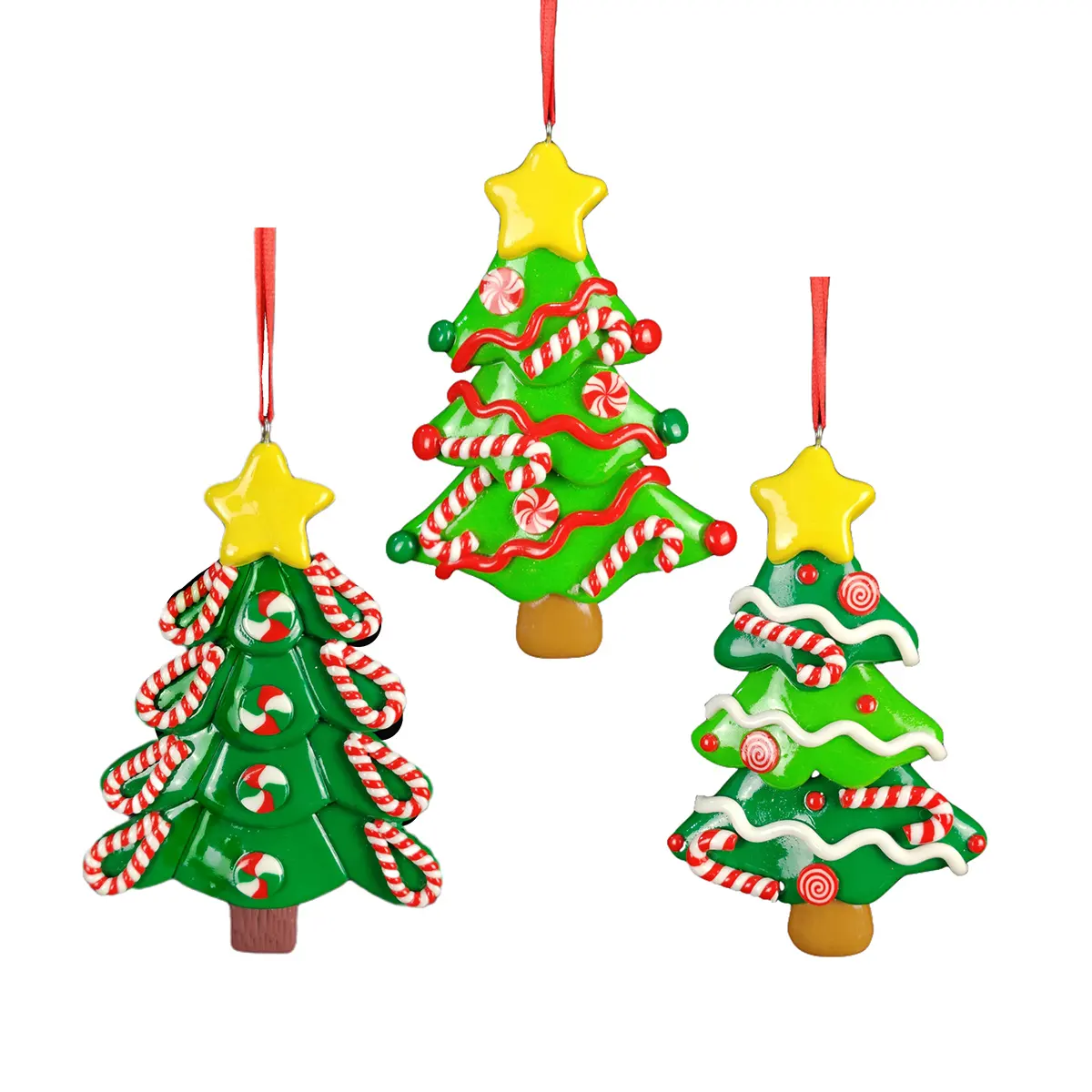 Custom homemade personalized small air dry polymer clay christmas tree figure hanging xmas tree decoration ideas ornaments