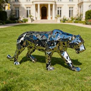 Scultura di <span class=keywords><strong>Leopardo</strong></span> a Grandezza Naturale in Acciaio Inossidabile RELONG, Design Astratto Cavo per Decorazione d'Arte Moderna - Product Image 3