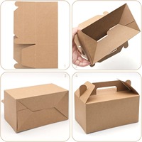 Boîtes à lunch en papier kraft, boîtes alimentaires à emporter, boîtes cadeaux avec couvercle et poignée, boîtes à hamburgers