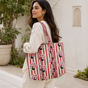 <b>Large</b> Capacity Stylish Cotton Shoulder Tote <b>Bag</b> with Zipper Closure Women's Reusable Shopper Handbag for <b>Beach</b> Travel Grocery - Product Image 4