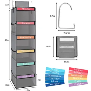 Oxford Cloth 6-Shelf Hanging Closet Organizer pieghevole appeso settimanale armadio scaffali di stoccaggio dell'armadio