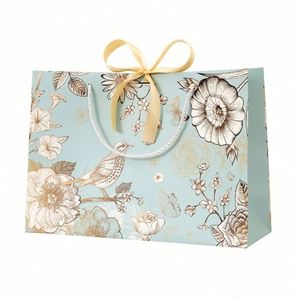 Custom Personalized Print Logo <b>Sliding</b> Jewelry Box Folding Shopping Paper Gift Bags with Rope Handles - Product Image 3