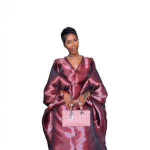 Nouvelle <span class=keywords><strong>Robe</strong></span> <span class=keywords><strong>Longue</strong></span> Décontractée Printemps 26 pour Femme, Col Mandarin, Couleur Unie, Tissu Brillant en Polyester, Grande Taille, Faite à la Main, Coupe Ample - Product Image 4