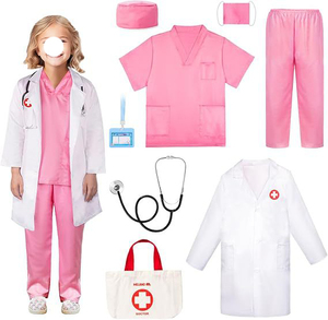 Ensemble de 8 costumes de médecin, chirurgien et infirmière pour enfants, déguisements de <span class=keywords><strong>carnaval</strong></span> d'Halloween, jeux de rôle, tenues de carrière pour enfants, pantalon, blouse d'hôpital - Product Image 2