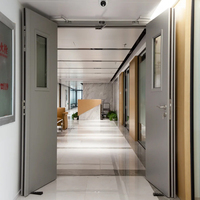 Porte de sécurité en acier inoxydable Leadowvin pour usage commercial, résidentiel et industriel, style postmoderne, double entrée, ouverture à pousser-tirer
