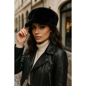 Black Thick Faux Fur Winter <b>Hat</b> Warm <b>Fluffy</b> Texture Accessory SPK1128 - Black - Product Image 3