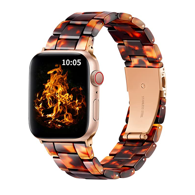 Fashion Women Lightweight Wristband I Tortoise Bracelet Resin Watch Band for Apple Watch Series 10 9 8 7 Strap