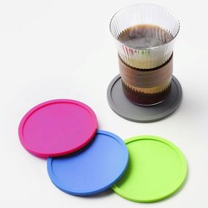 Minimalist Eco-Friendly Anti-Slip Silicone Coaster Multi-Size Thick Heat Resistant <b>Coffee</b> Tea Cups Customizable Logo <b>Table</b> Mat - Product Image 3
