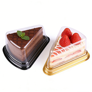 Récipient à gâteau en plastique transparent triangulaire jetable personnalisé avec couvercle - Product Image 2