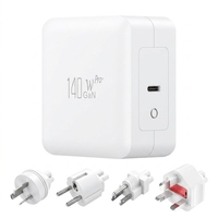 Chargeur rapide GaN 140W avec logo OEM/ODM, prise murale interchangeable AU/EU/UK/US, USB-C PD3.1, PD, QC, PPS, 140 watts pour téléphone et ordinateur portable