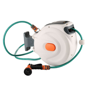 Automatic Shrink Pvc Hose Reel Wall <b>Mount</b> Abs Plastic Garden Water and Car Wash with 8 Modes Water <b>Spray</b> Nozzle - Product Image 2