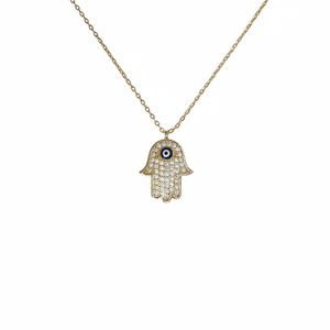 Collier à pendentif en métal doré design mauvais œil - Product Image 2