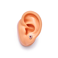 Boucles d'oreilles en titane F136 16G à dos plat, bijoux de corps pour piercing d'oreille, conch, tragus, hélix, labret en forme de cœur pavé de CZ