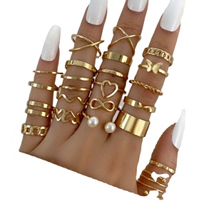 New Đơn Giản Tính Khí Phụ Nữ Nhẫn Set Nhựa Cổ Điển Rắn Taiji Sao Trăng Cổ Nhẫn Bạc Cho Cô Gái - Product Image 1