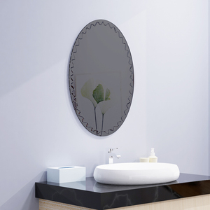 Treo Tường Thắp Sáng Gương LED Phòng Tắm Gương Không Khung Trang Trí Tinted Với CNC Khắc Thiết Kế Axit Khắc Hình Bầu Dục Kính - Product Image 6