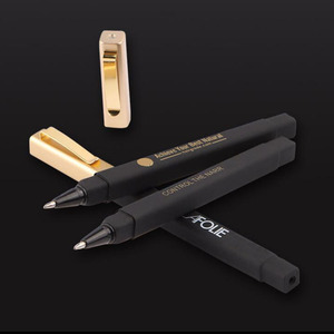 Bolígrafo de Diseño Cuadrado NP-096 con Logotipo Personalizado para Uso Promocional, Bolígrafo de Plástico Negro con Goma para Hotel, con Clip Metálico y Punta de 0.5 mm - Product Image 3