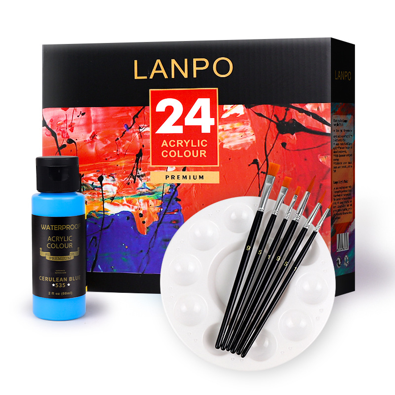 Set de pintura acrílica de 24 colores (60ml) Caja de cartón negra