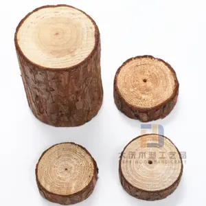 Tronco de árbol de madera Natural sin terminar, rodajas de madera grandes, círculos personalizados con corteza de árbol para centros de mesa artesanales DIY