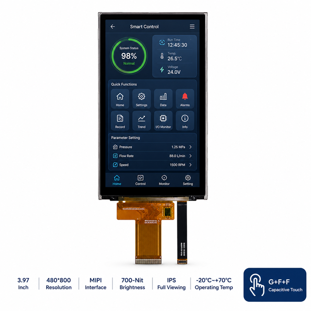 3.97inch Capacitive Touch TFT LCD Display Module 480*800 IPS MIPI 700-Nit G+F+F FT7311 AR+AF Touch Screen for Industrial HMI