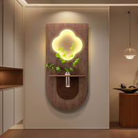 Décoration murale de luxe pour la maison, peinture et art mural 3D en grès avec lumières LED et vase, décorations murales pour le salon