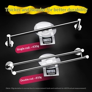 Portasciugamani singolo/doppio con fori, finitura lucida, installazione autoadesiva senza foratura, design <span class=keywords><strong>moderno</strong></span> per bagno - Product Image 4