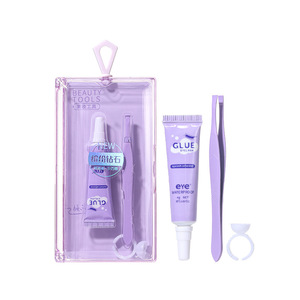 Ensemble d'outils pour faux cils Lmltop avec colle, pinces et coupelle, série violette SY550 - Product Image 1