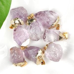 จี้คริสตัลดรูซี่โรสควอตซ์อะเมทิสต์ขนาดใหญ่ หุ้มด้วยลวดชุบทอง - Product Image 4