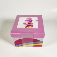 Carton rigide à base de couvercle graphique imprimé sur mesure, jolie boîte d'emballage cadeau de Noël rose pour cadeau