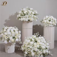 JINDA Vente Flash Grande Composition Florale de Roses Centre de Table de Mariage Boule de Fleurs Artificielles Blanches en Soie