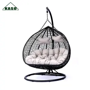 Double Swing Chair Rattan With Stand Garden Outdoor Furniture Swing Set Egg Hanging Patio Swing