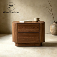 Table de chevet en bois couleur noyer style rétro moderne, commode nordique, table d'appoint incurvée pour salon