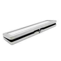 Boîte métallique longue 200x50x17mm avec fermeture à bouton-poussoir, fenêtre transparente, conteneur de présentation pour diamants en vrac, étui à gemmes double face en mousse pour exposition