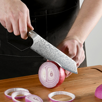 Ensemble de 3 couteaux de chef de cuisine de haute qualité en acier damassé japonais avec manche en bois stabilisé