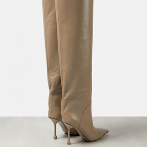 Bottes longues à talons personnalisées pour femmes, talons hauts, bout pointu, bottines sexy à hauteur du genou sur talon aiguille, chaussures de soirée à talon aiguille - Product Image 4