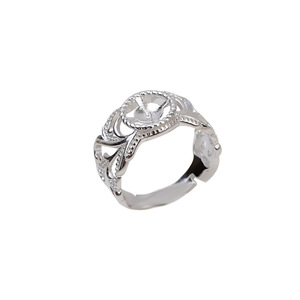 Anneau ouvert en dentelle en argent S925 fait à la main par Wenchi, accessoires de bijoux DIY pour femmes, avec support pour perle de 8-9 mm, anneaux de jonction plaqués or 1458 - Product Image 5