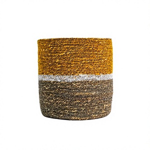 Cesta de Mimbre Tejida a Mano con Rayas Azules, Maceta Redonda para Decoración de Jardín Interior, Precios al por Mayor - Product Image 1