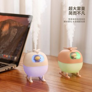 Mini Cute Cartoon Helicopter Humidifier USB Powered Small Desk Home Bedroom Quiet With Light And Timer - Product Image 1