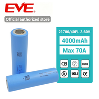 Batterie EVE 21700 3.7v 4000mAh Cellule 40PL INR21700 70A 17.5C à décharge élevée, rechargeable, d'origine, pour drones